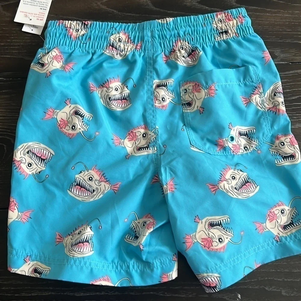 Old Navy Printed Swim Trunks for Boys size 8 medium blue pink fish